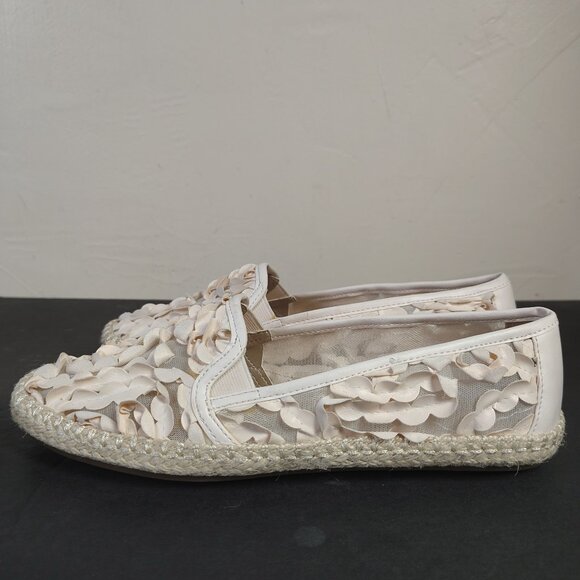 Aerosoles Espadrilles Flats Womens Size 7.5 M Lets Drive Cream Ruffle Shoes - Picture 7 of 11
